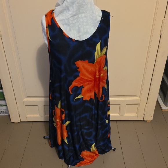 Other - Floral Sleeveless Dress with Orange and Blue Pattern